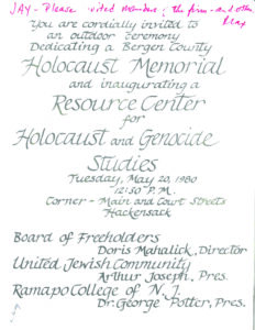 Invitation to the inauguration of the Resource Center on May 20, 1980.