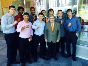 The Ramapo College men's tennis team was honored today for their back-to-back Great Northeast Athletic Conference Championships. The team and head coach Raza Baig were each presented with a championship ring from athletic director Chuck Gordon. 