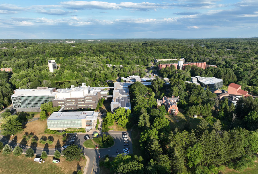 Aerial view of Ramapo College's campus